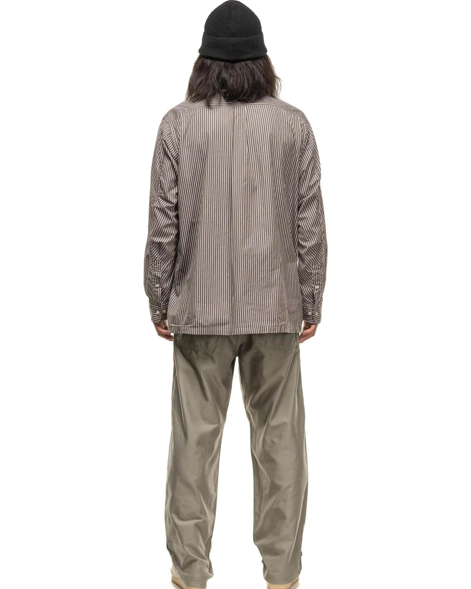 Officer L/S Shirt Cotton Broad London Stripe Khaki