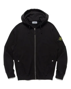 Old' Treatment Hooded Full Zipper Sweatshirt Black