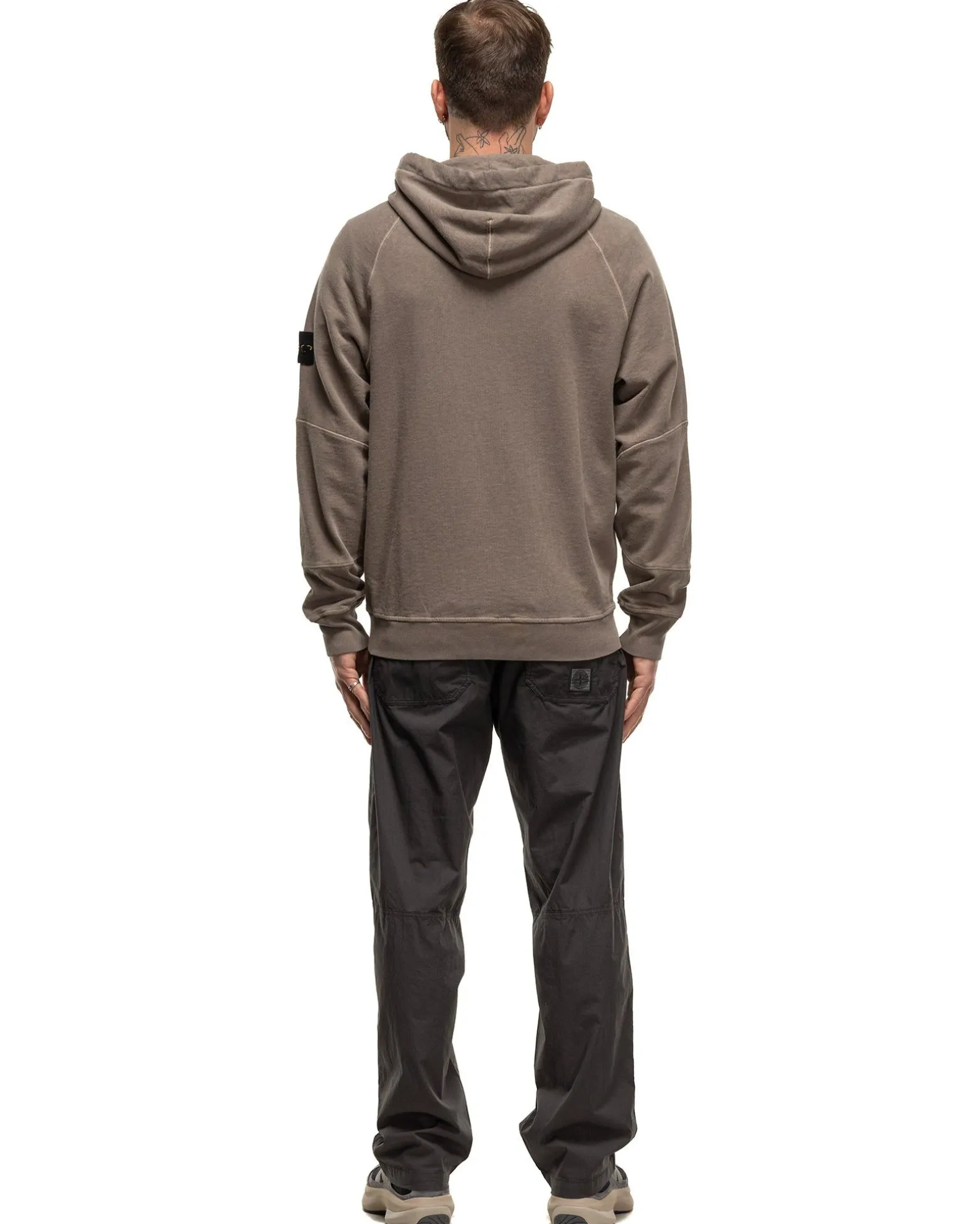 Old' Treatment Hooded Full Zipper Sweatshirt Dove Grey