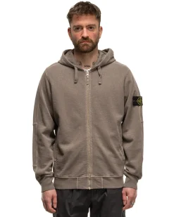 Old' Treatment Hooded Full Zipper Sweatshirt Dove Grey