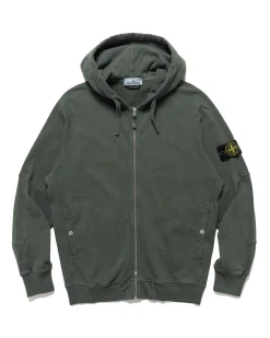 Old' Treatment Hooded Full Zipper Sweatshirt Musk