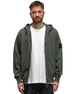 Old' Treatment Hooded Full Zipper Sweatshirt Musk