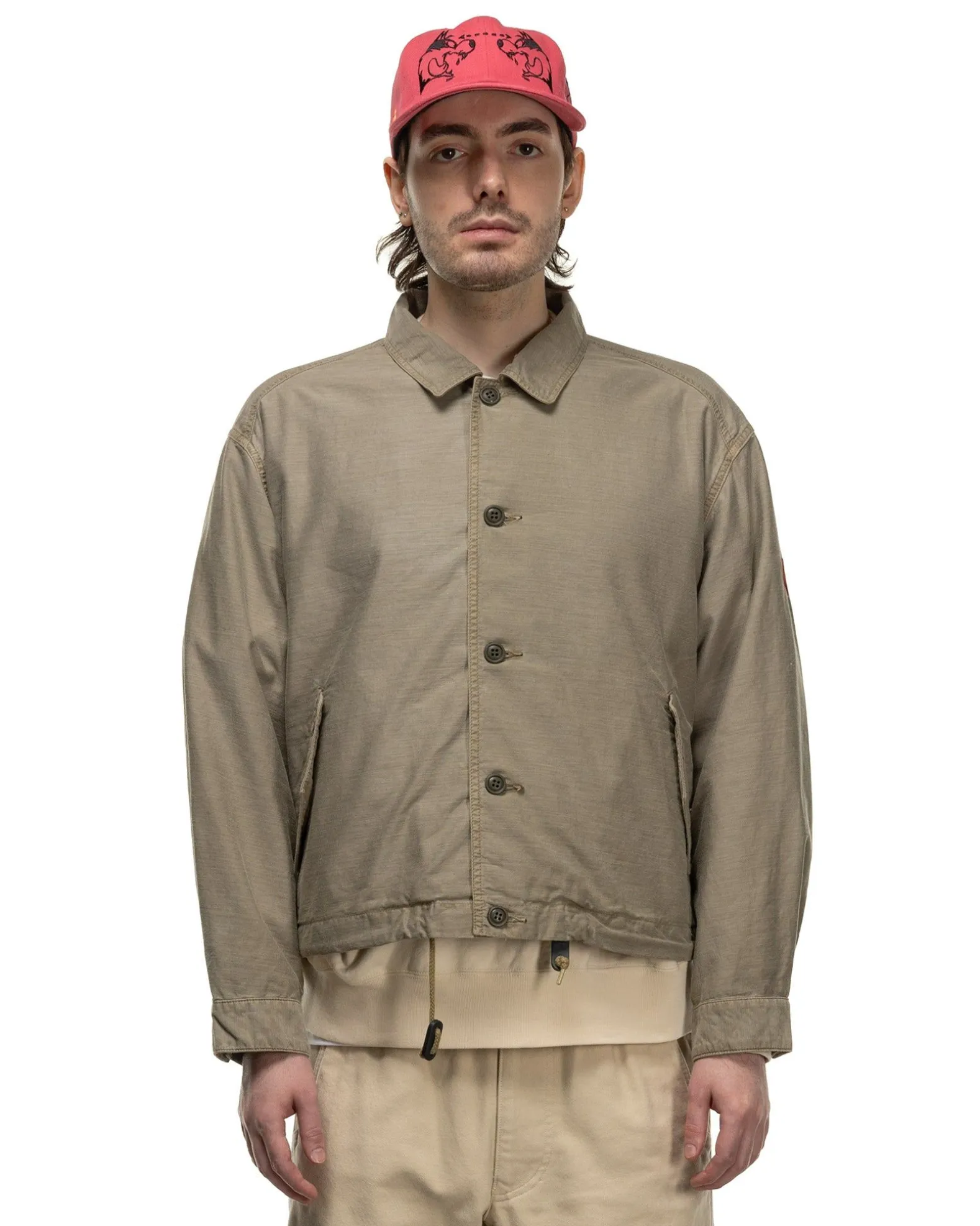 Overdye Light Cotton Button Jacket Khaki