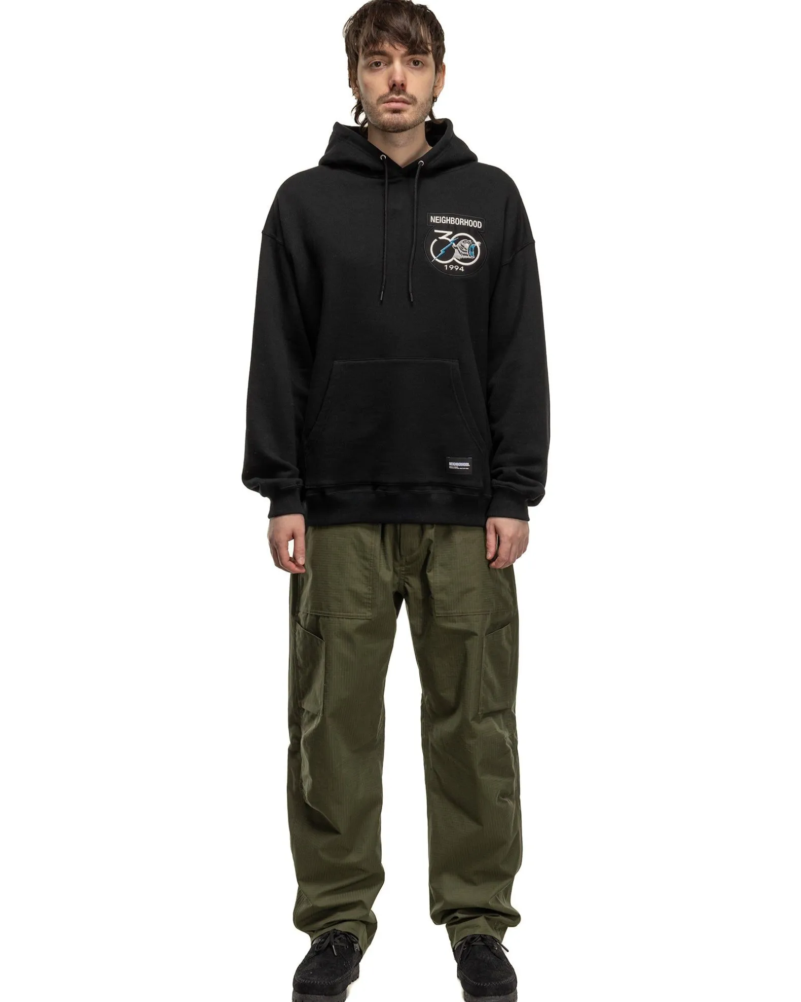 Patched Sweatparka Ls Black