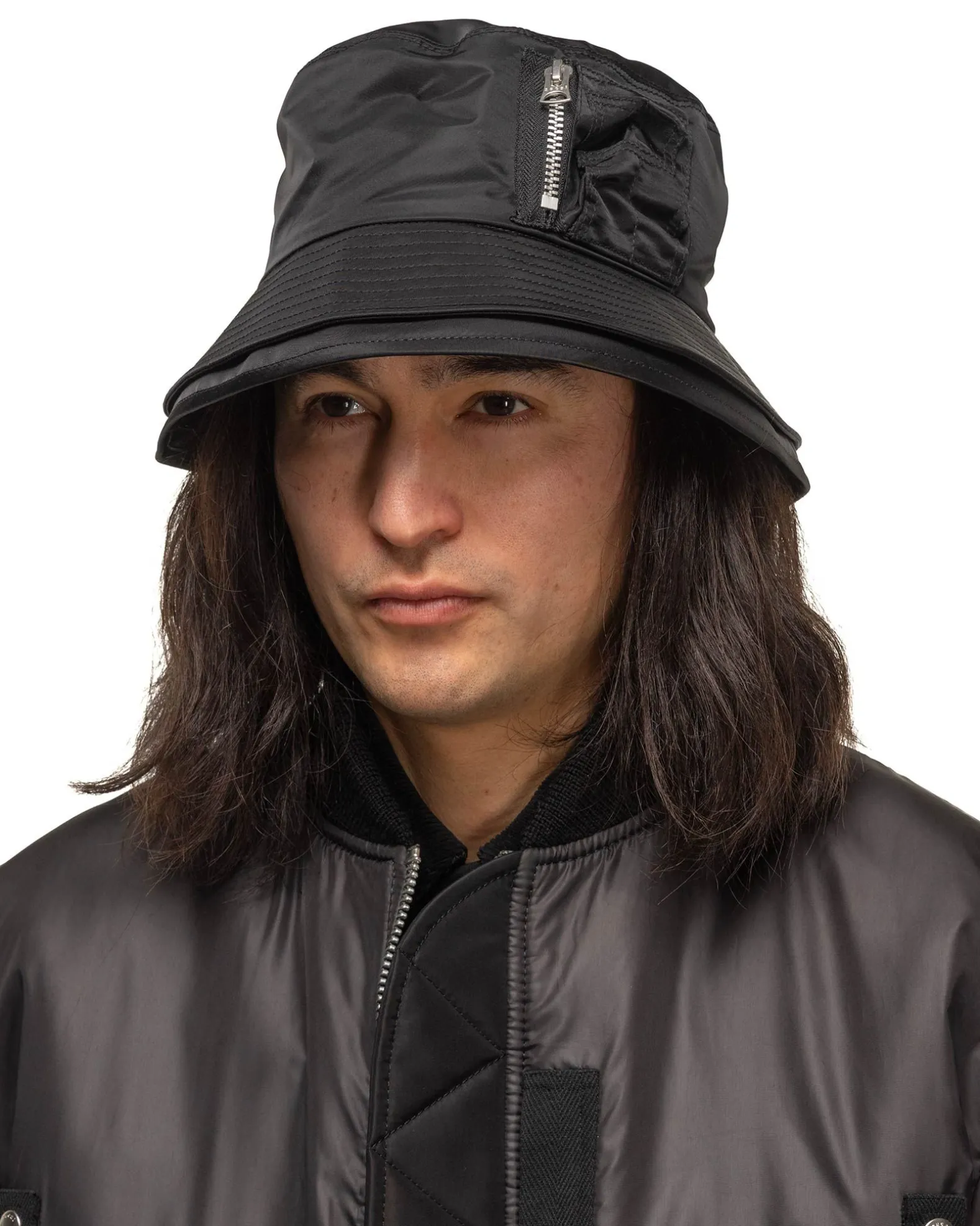 Pocket Double Brim Hat/Nylon Twill Black