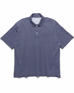Polo Shirt Polka Dot Pique Navy