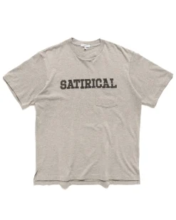 Printed Cross Crew Neck Pocket T-Shirt Satirical Grey