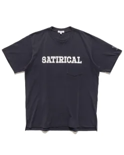 Printed Cross Crew Neck Pocket T-Shirt Satirical Navy