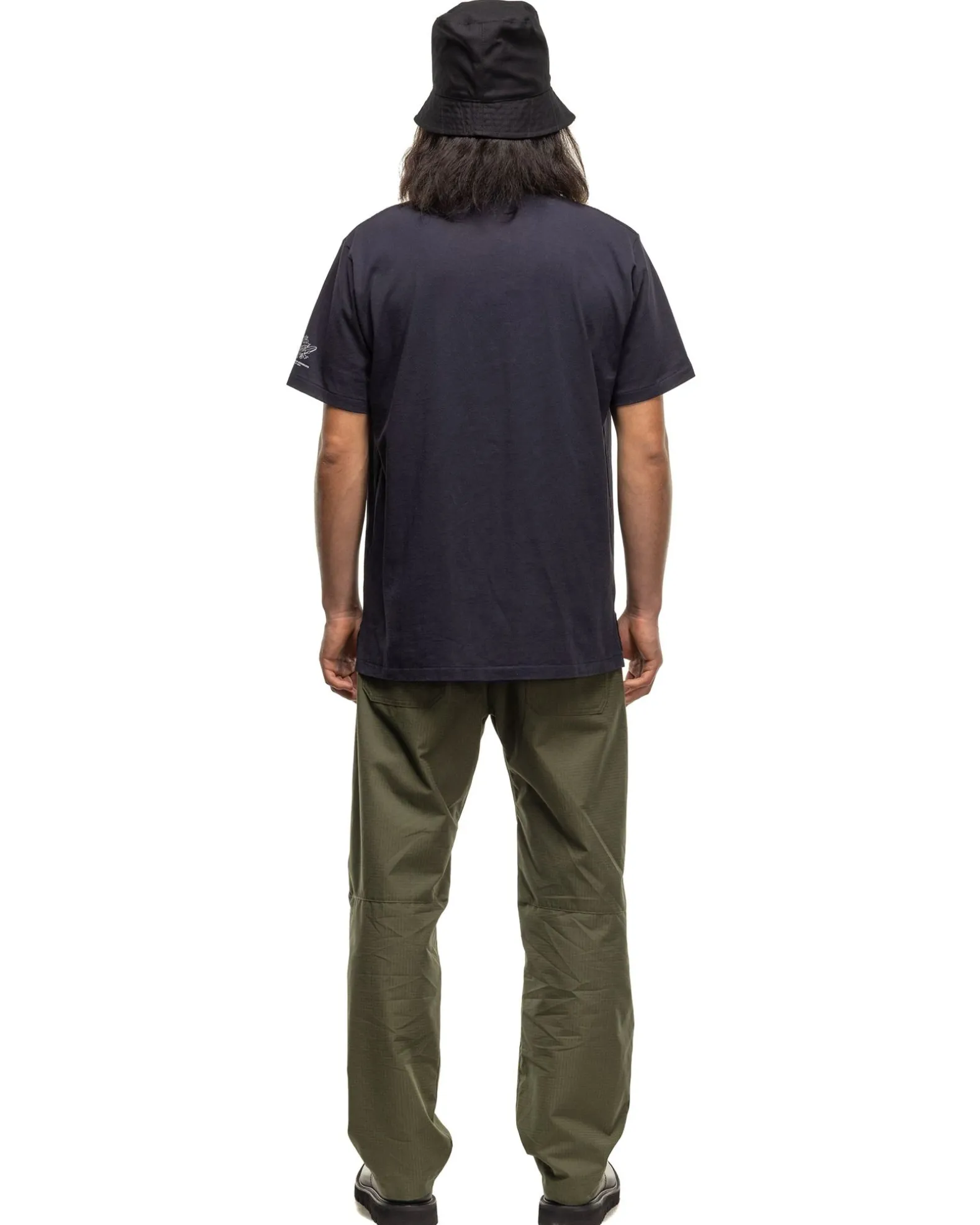 Printed Cross Crew Neck Pocket T-Shirt Satirical Navy