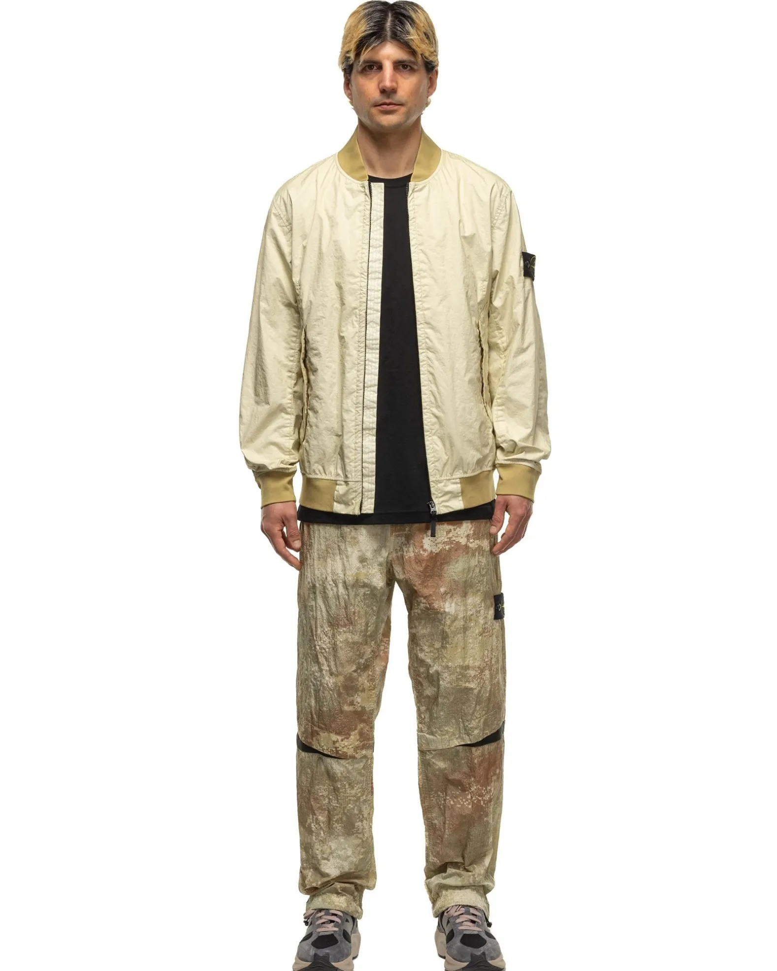 Printed Shell Pants Natural Beige