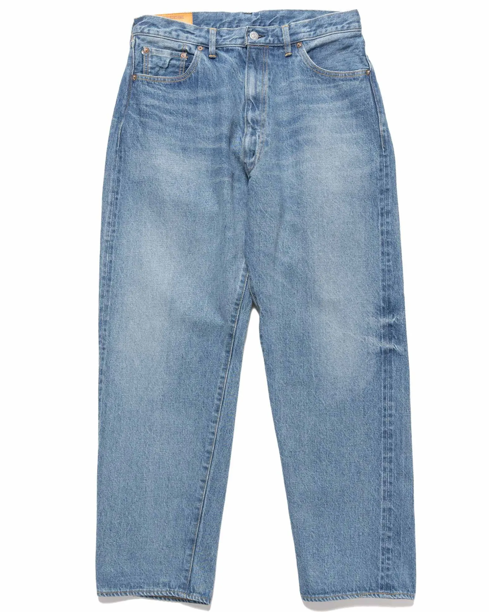 5P Zipper Front Denim Pants Indigo Vintage Wash