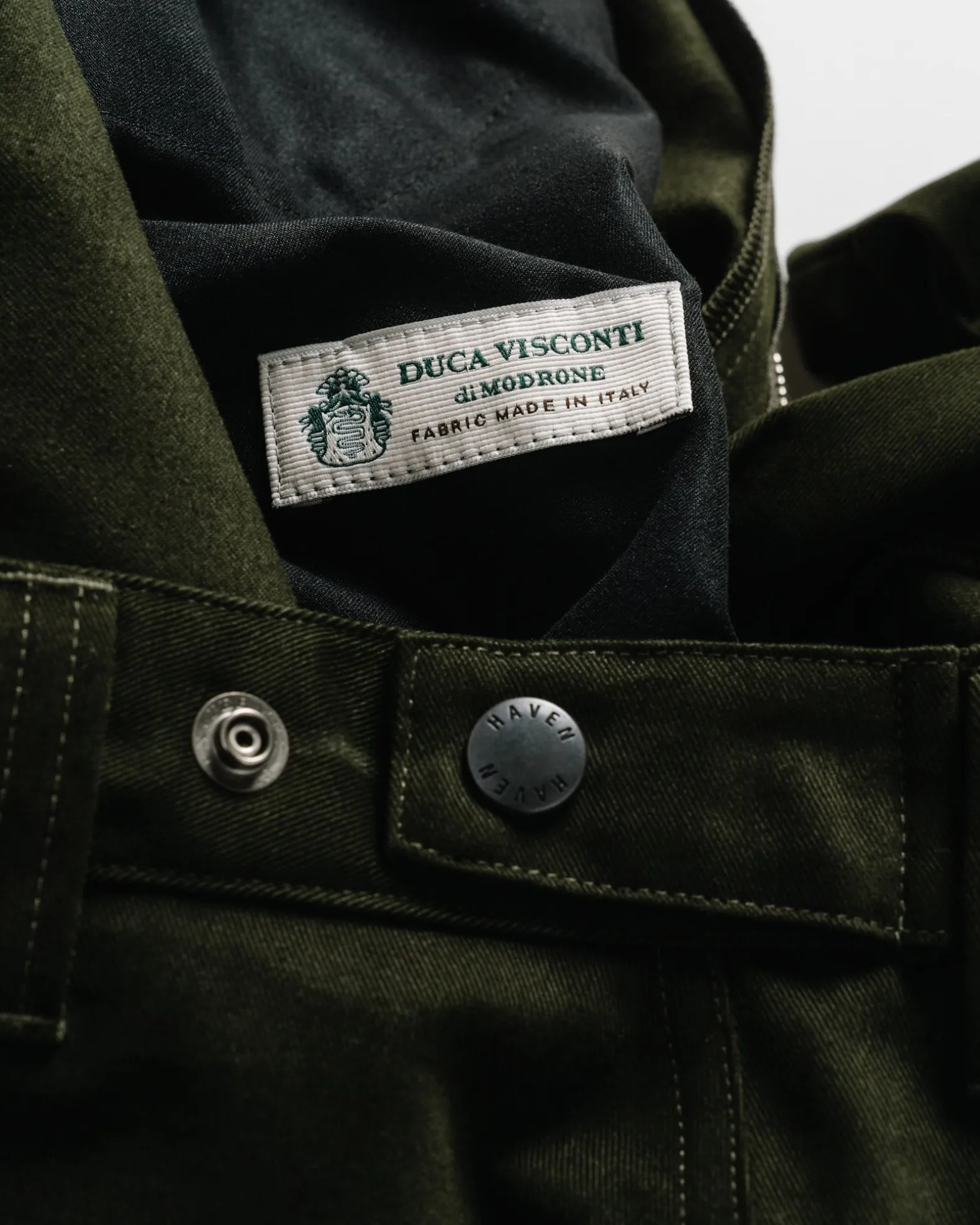 Rig Pants-Duca Visconti Emerized Cotton Twill Olive