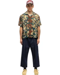 Silk Rayon Cotton-Flower Wrangle Collar Aloha Brown