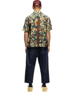 Silk Rayon Cotton-Flower Wrangle Collar Aloha Brown