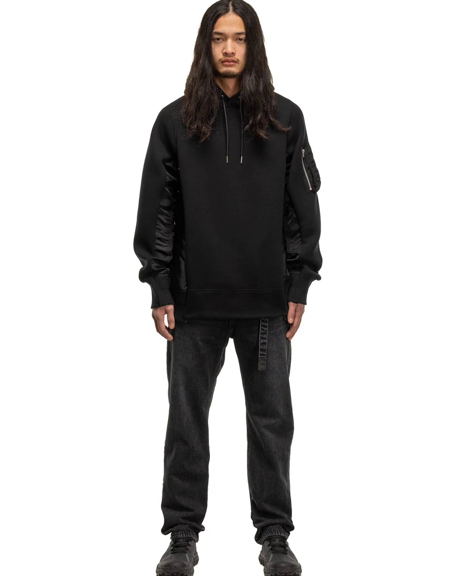 Sponge Sweat X Nylon Twill Hoodie Black