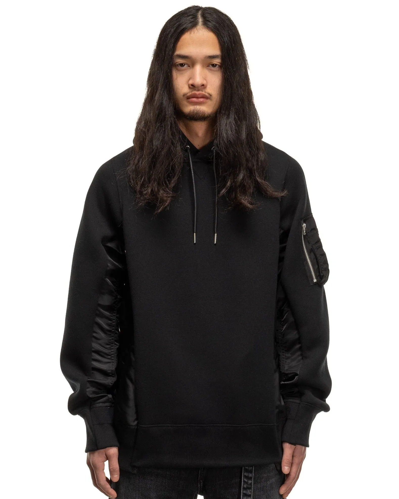 Sponge Sweat X Nylon Twill Hoodie Black