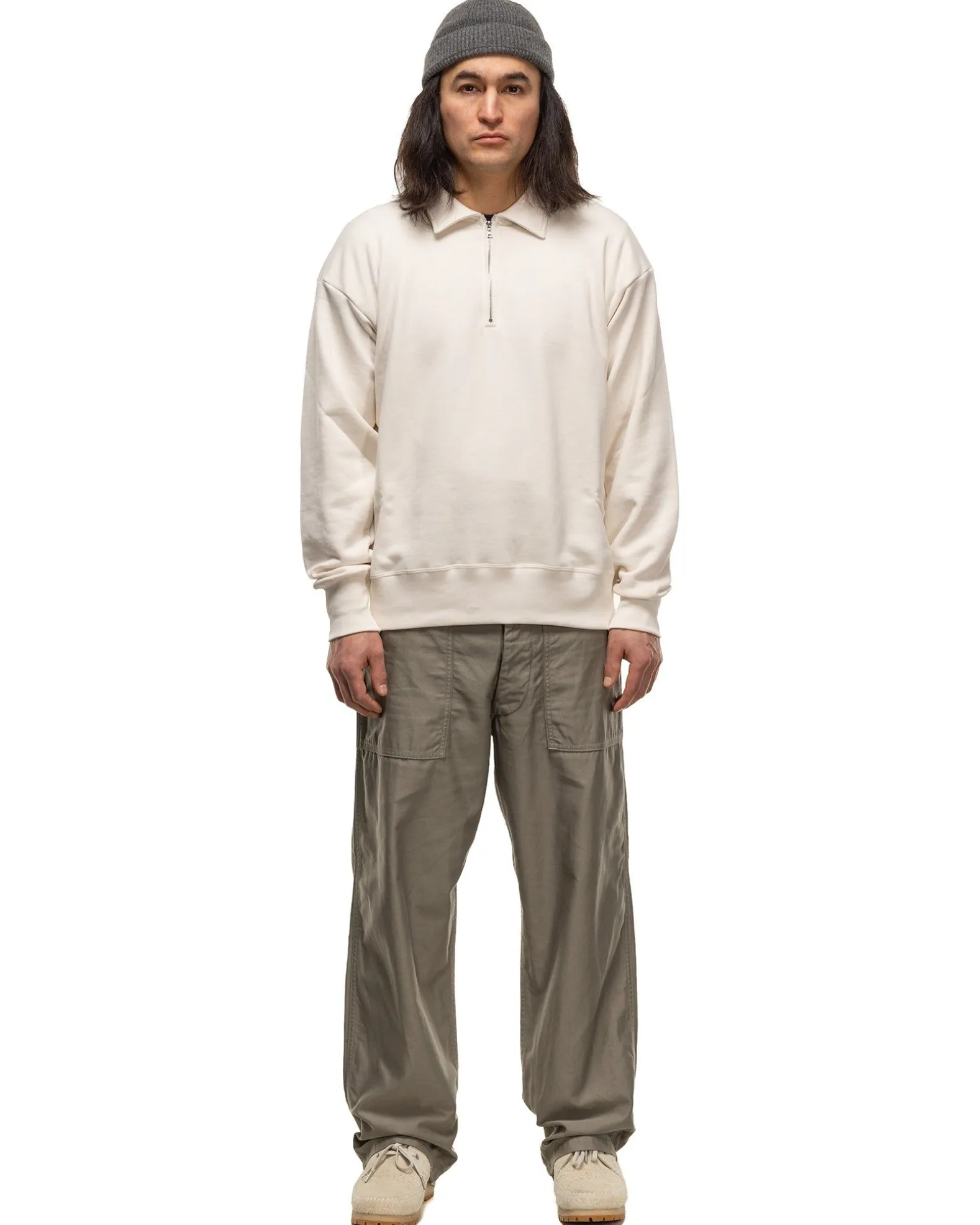 Suvin Sweat Halfzip Pullover Ecru