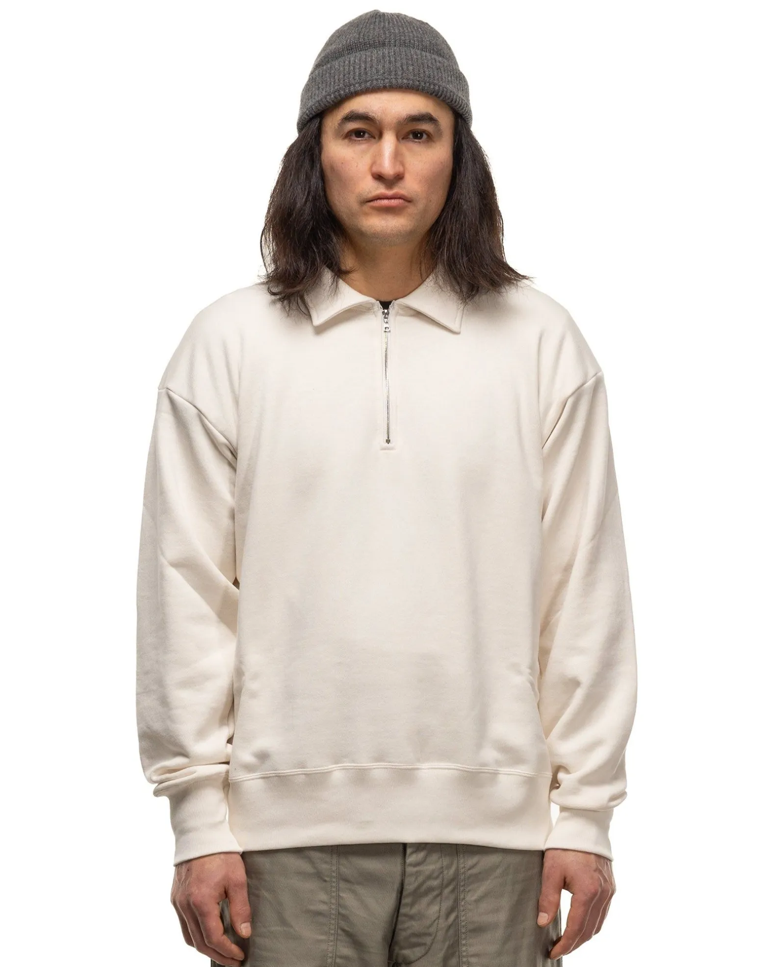 Suvin Sweat Halfzip Pullover Ecru