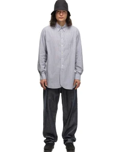 19Th Century Bd Shirt Cotton Seersucker Navy/White