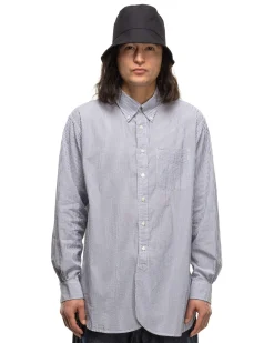 19Th Century Bd Shirt Cotton Seersucker Navy/White