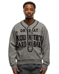 Top Jersey Baseball Henley Swt (Great Kountry) Charcoal