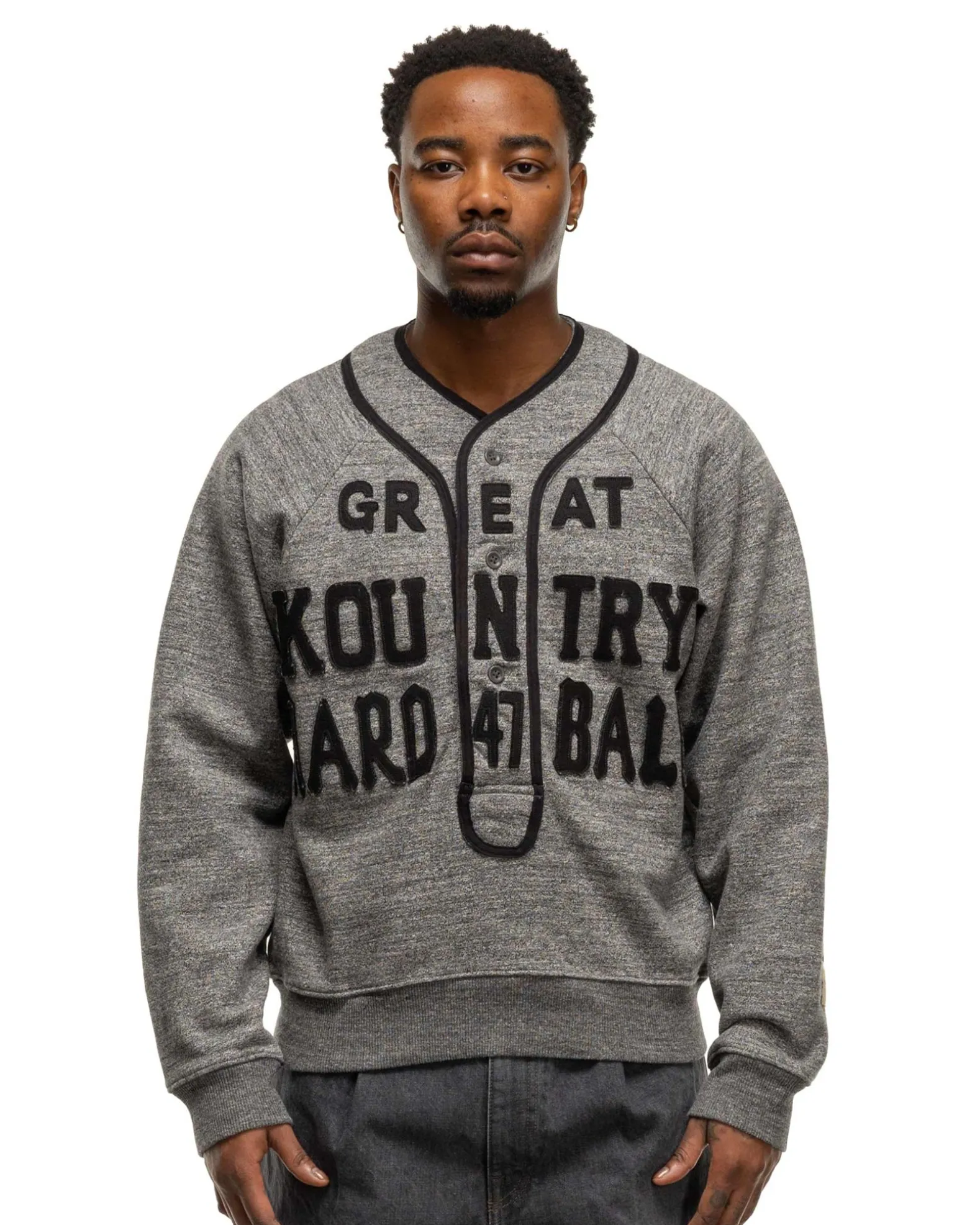 Top Jersey Baseball Henley Swt (Great Kountry) Charcoal