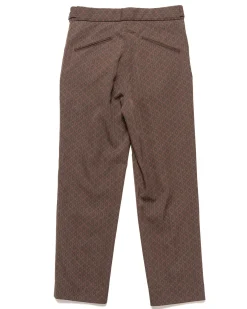 Tucked Side Tab Trouser-Wool Gabardine/Printed Brown/Fine Pattern