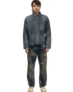 Washed Short Coverall Jacket Indigo