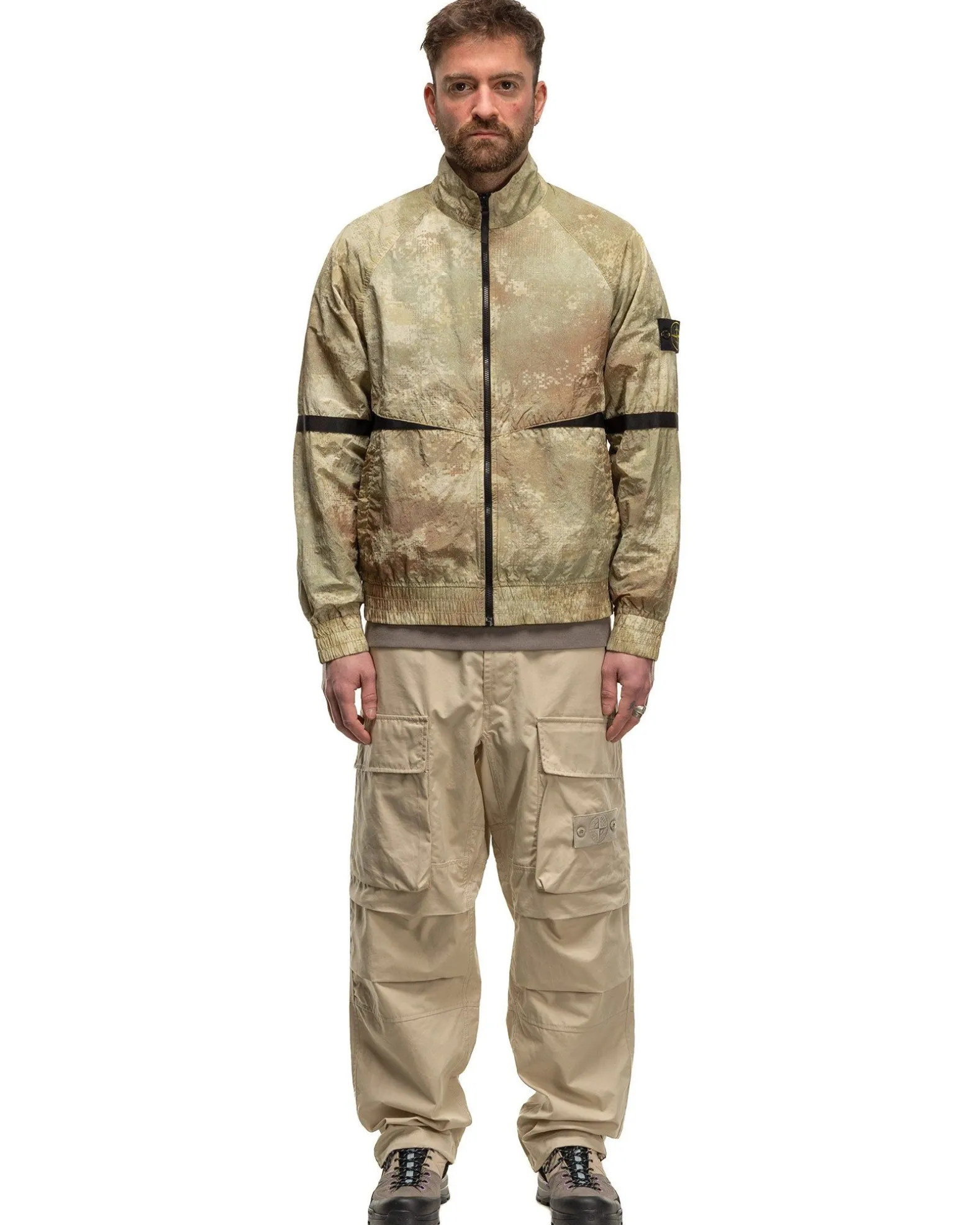 Weatherproof Cotton Canvas Ghost Piece Loose Fit Cargo Pants Beige