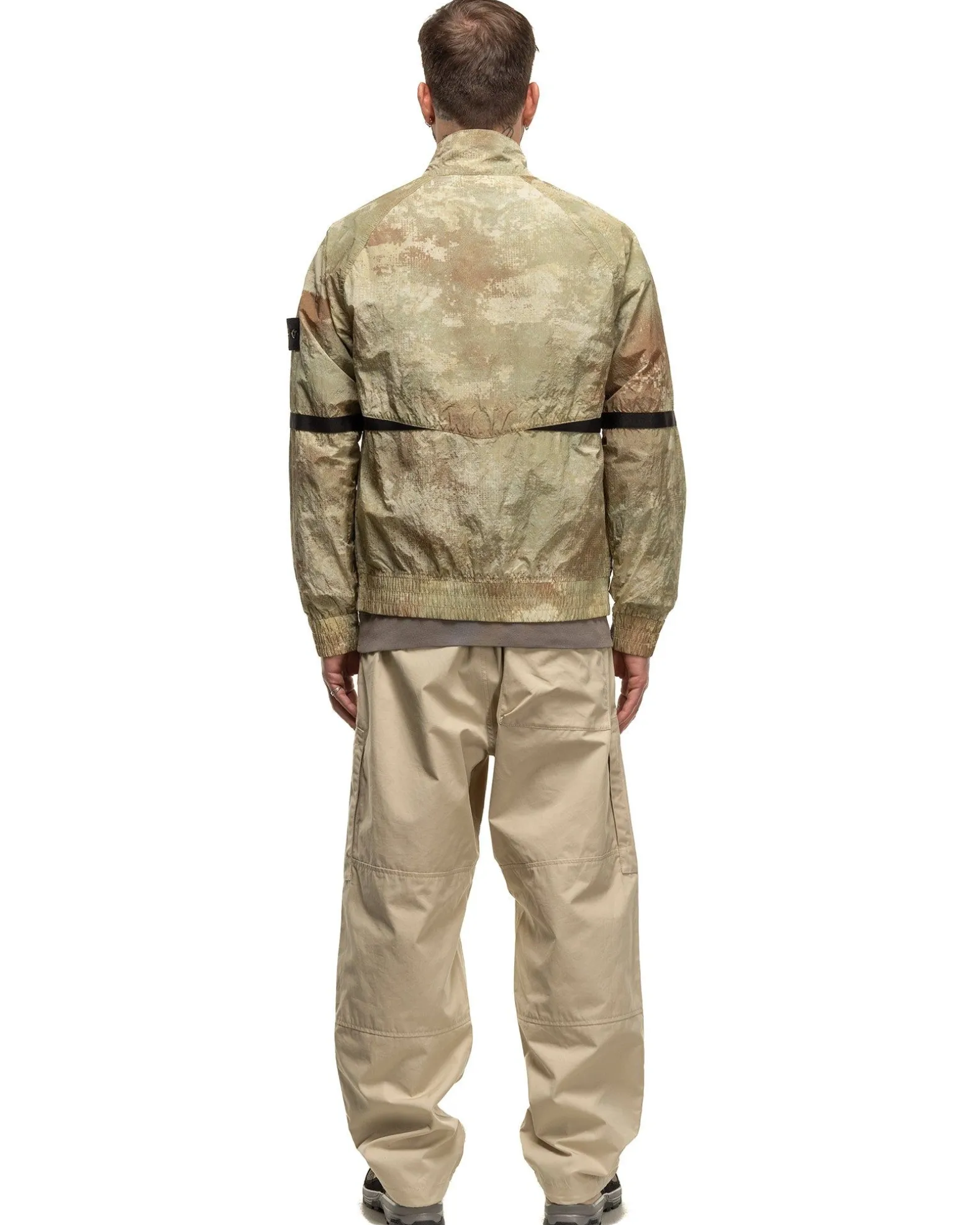 Weatherproof Cotton Canvas Ghost Piece Loose Fit Cargo Pants Beige