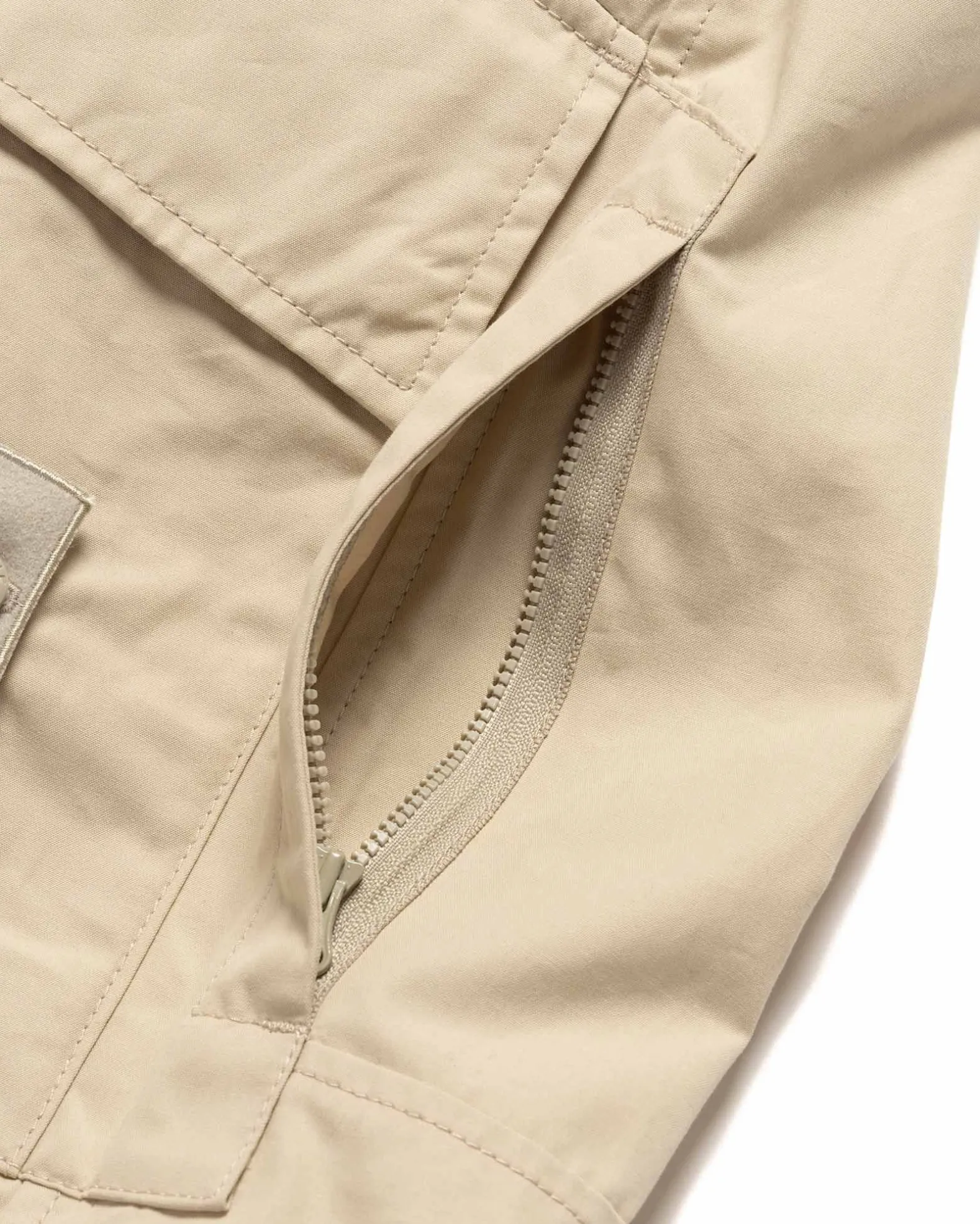 Weatherproof Cotton Canvas Ghost Piece Loose Fit Cargo Pants Beige