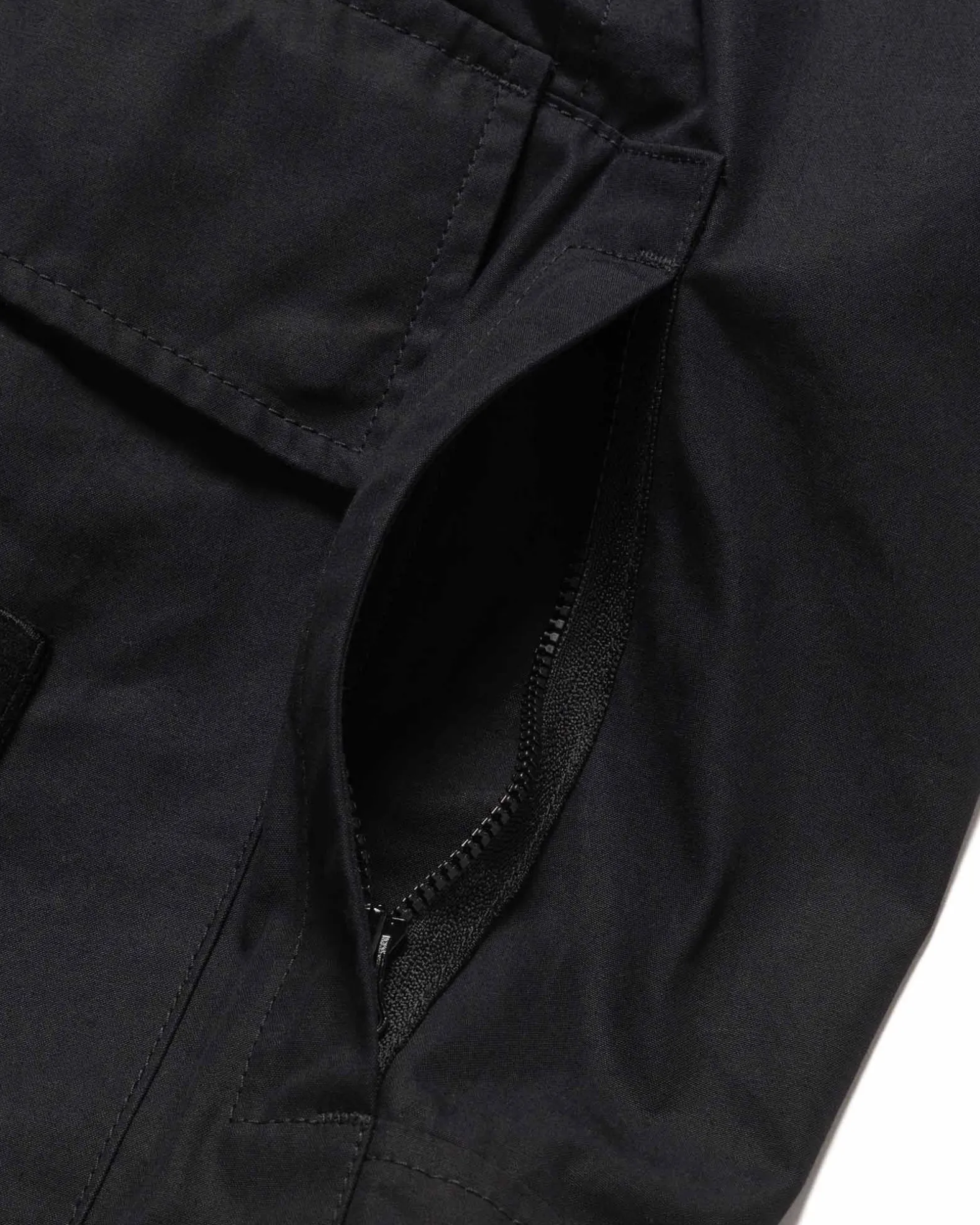Weatherproof Cotton Canvas Ghost Piece Loose Fit Cargo Pants Black