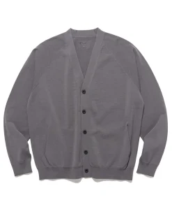 Wholegarment Wool Knit Cardigan Mix Charcoal