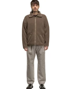 Wool Boa Fleece Zip Up Khaki
