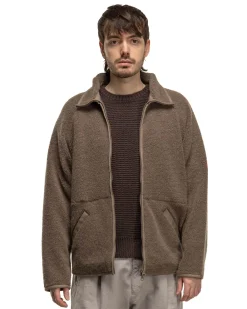 Wool Boa Fleece Zip Up Khaki