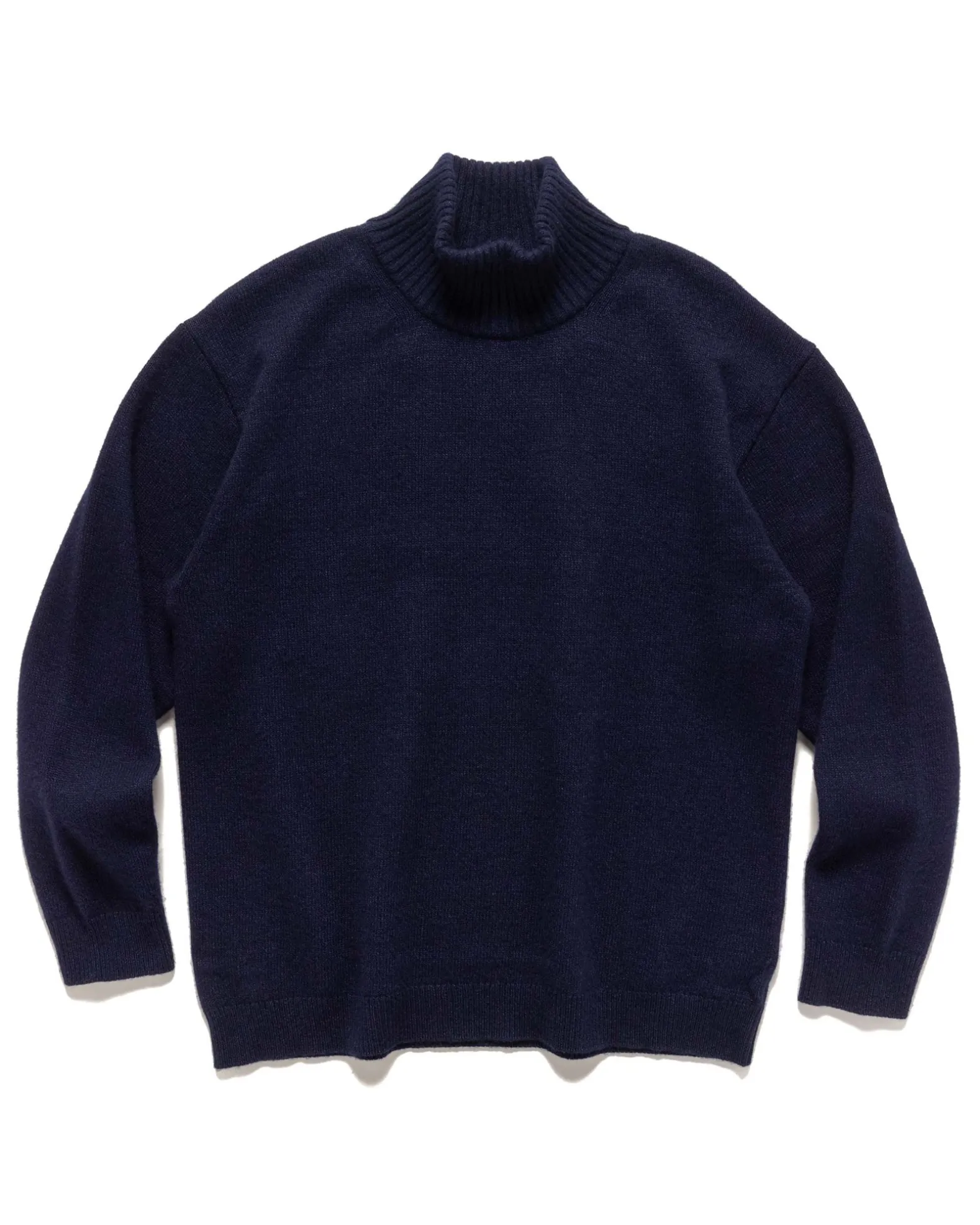 Wool Cotton Mouline Highneck Sweat Shirt Navy