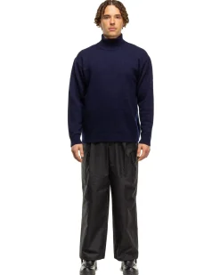 Wool Cotton Mouline Highneck Sweat Shirt Navy