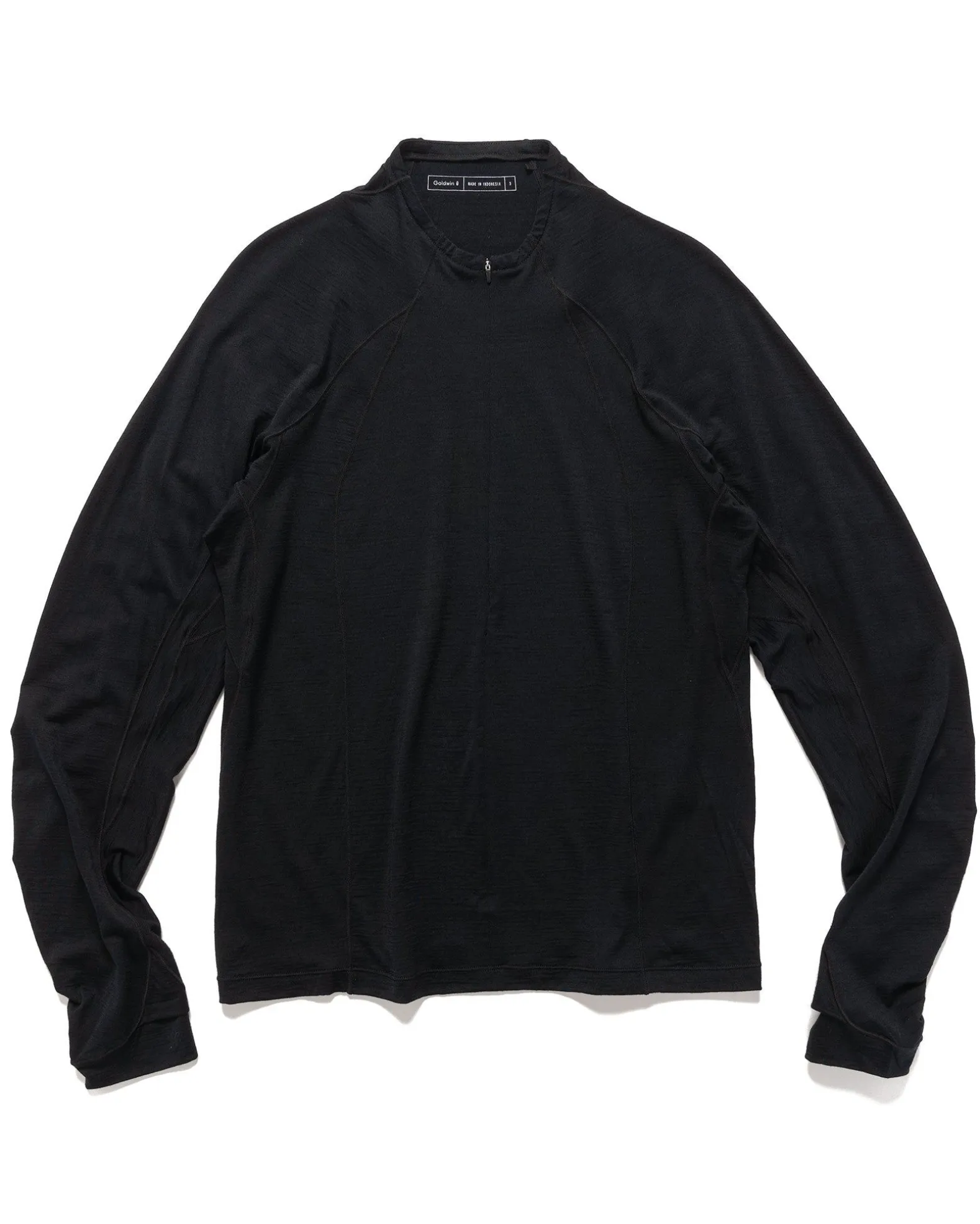 Wool Half Zip L/S T-Shirt Black