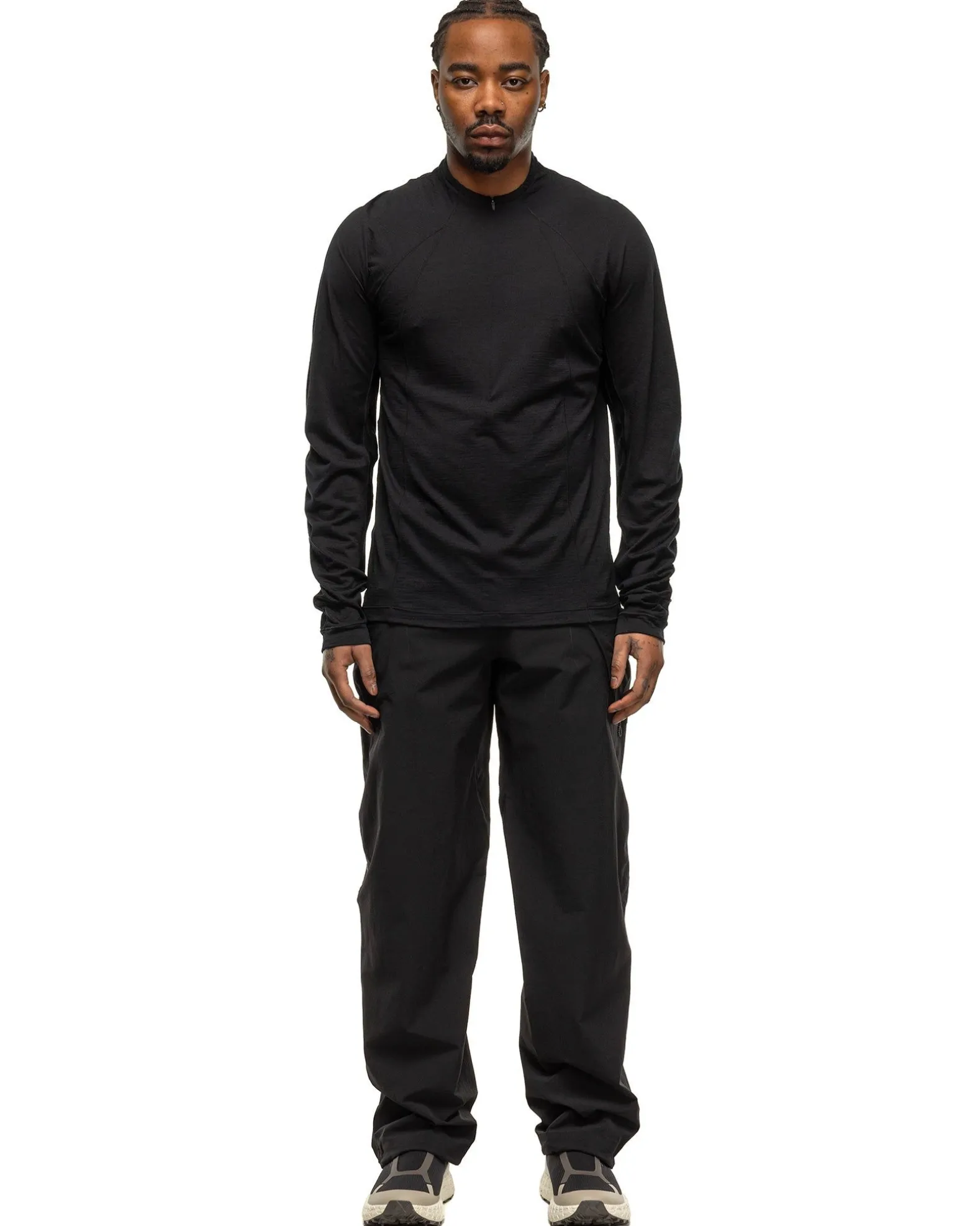 Wool Half Zip L/S T-Shirt Black