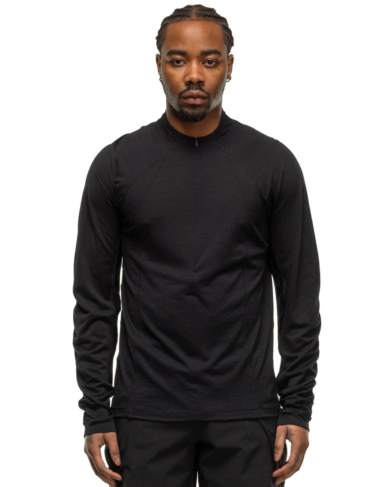 Wool Half Zip L/S T-Shirt Black
