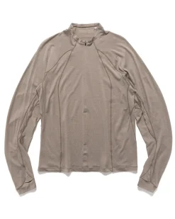 Wool Half Zip L/S T-Shirt Grey Beige