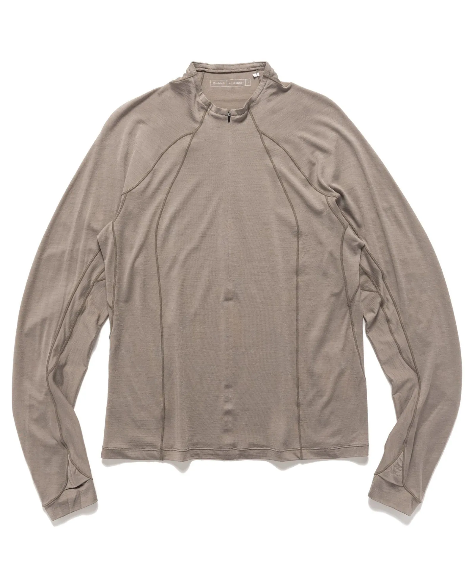 Wool Half Zip L/S T-Shirt Grey Beige