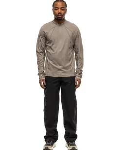 Wool Half Zip L/S T-Shirt Grey Beige