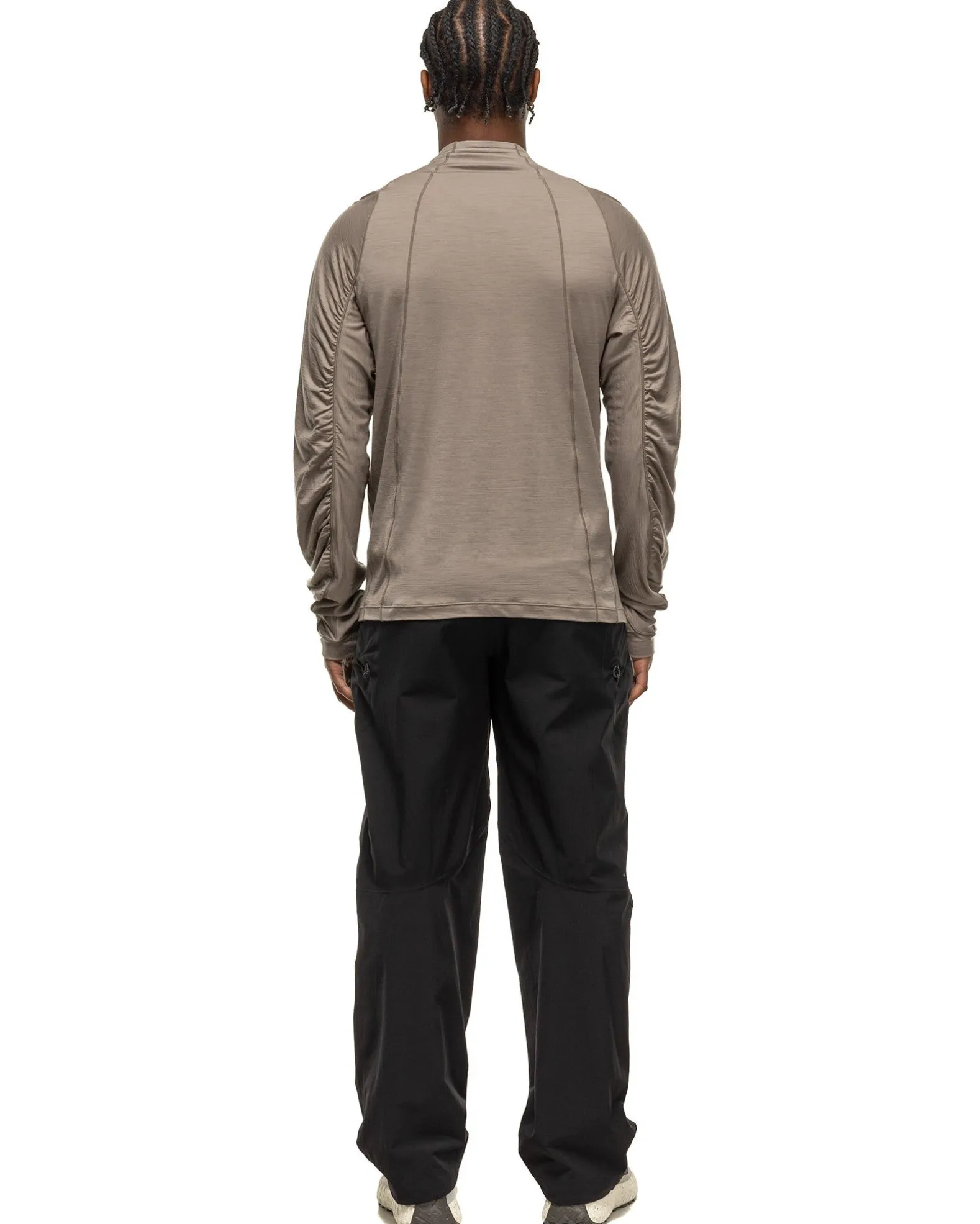 Wool Half Zip L/S T-Shirt Grey Beige