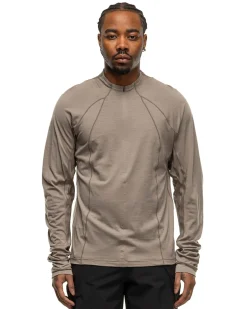 Wool Half Zip L/S T-Shirt Grey Beige