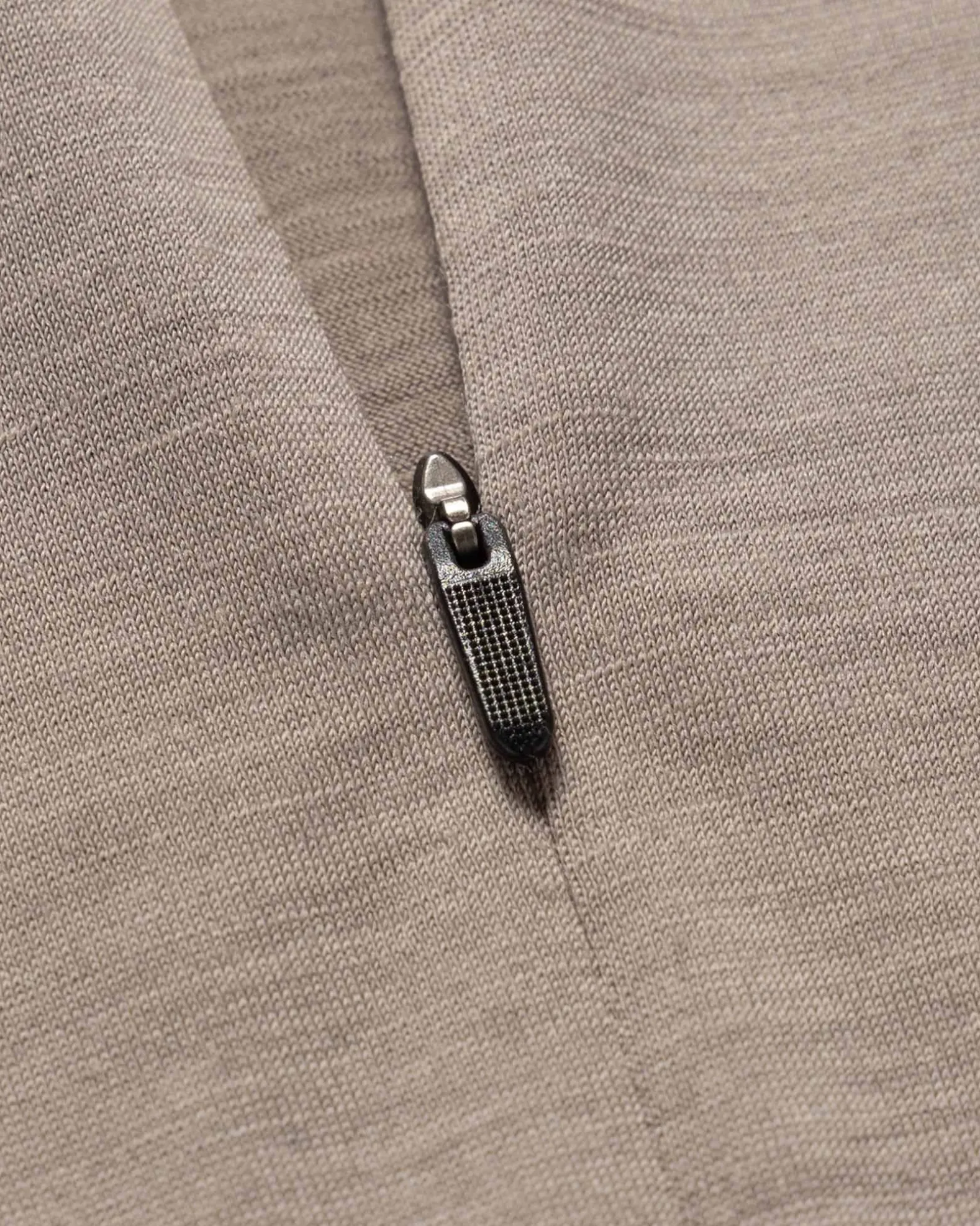 Wool Half Zip L/S T-Shirt Grey Beige